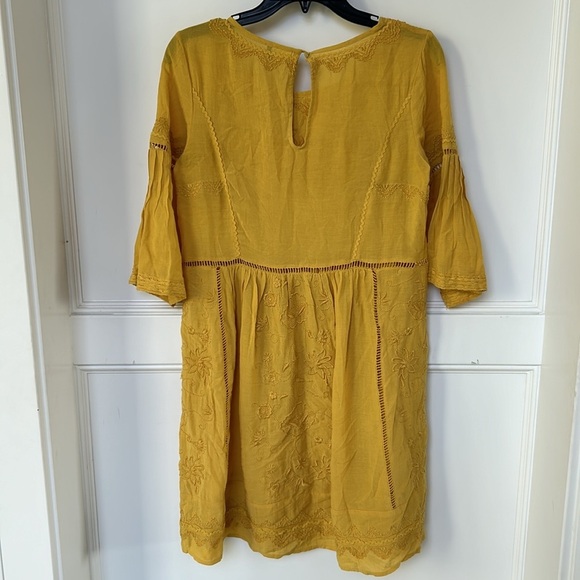Anthropologie Akemi + Kin Embroidered Yellow Gold Tunic Dress Size XS - Picture 4 of 14
